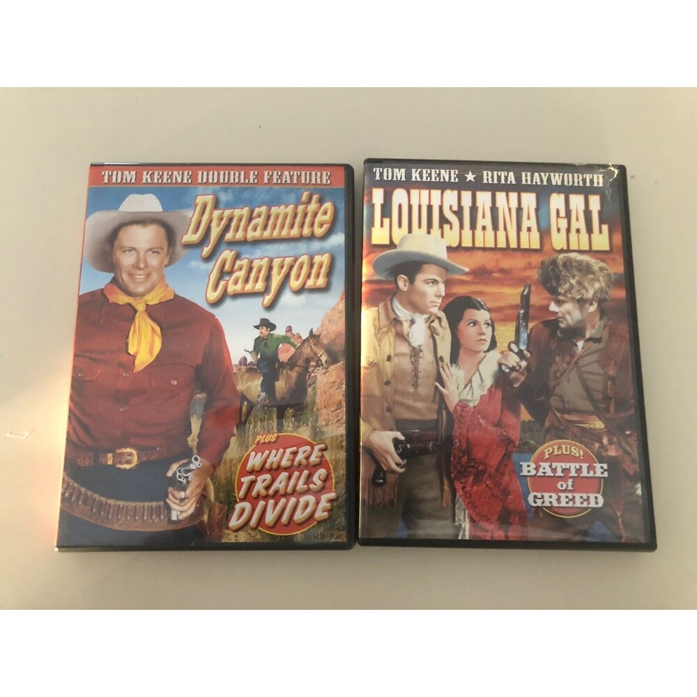 Tom Keen Vintage DVD Movies 2 DVD's Dynamite Canyon-Louisiana Gal- Where Trails